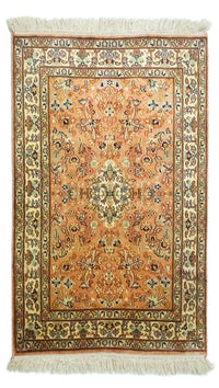 Tapis en soie - Soie du Cachemire - 95 x 61 cm - rouille