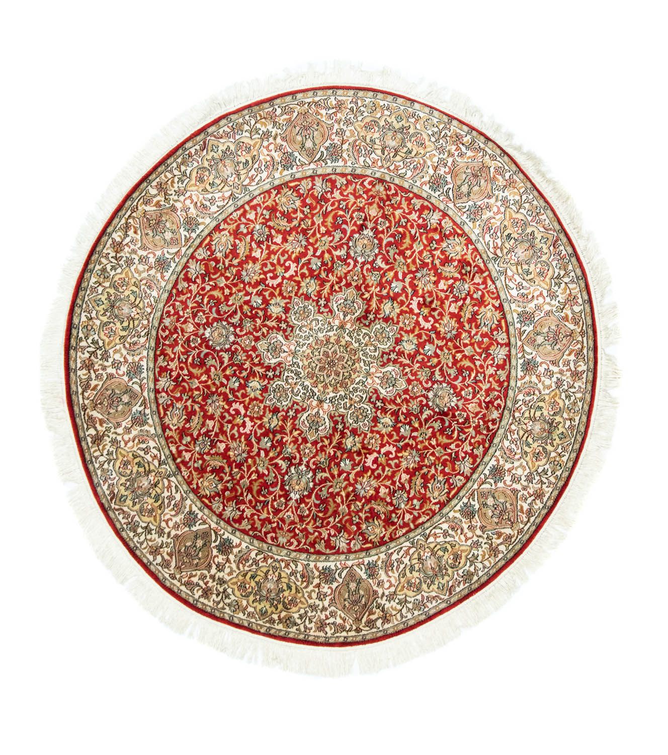 Tapis en soie - Soie du Cachemire carré  - 158 x 150 cm - rouge