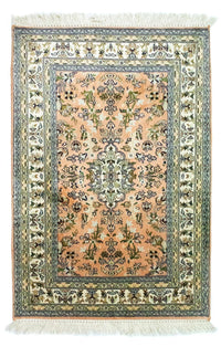 Tapis en soie - Soie du Cachemire - 93 x 64 cm - saumon
