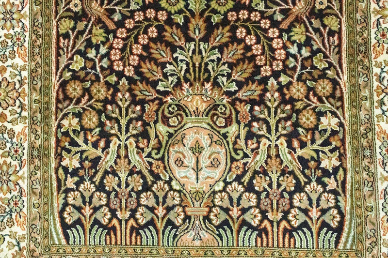 Tapis en soie - Soie du Cachemire - 156 x 95 cm - bleu