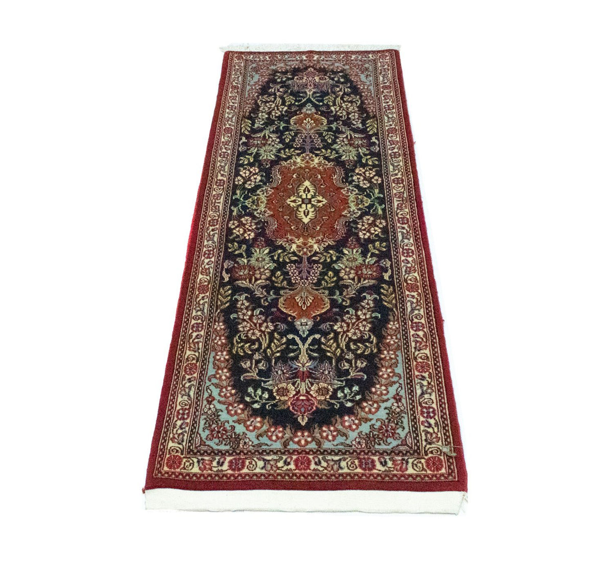 Tapis de couloir Tapis persan - Ghom - 164 x 51 cm - bleu