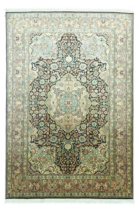 Tapis en soie - Soie du Cachemire - 311 x 213 cm - bleu