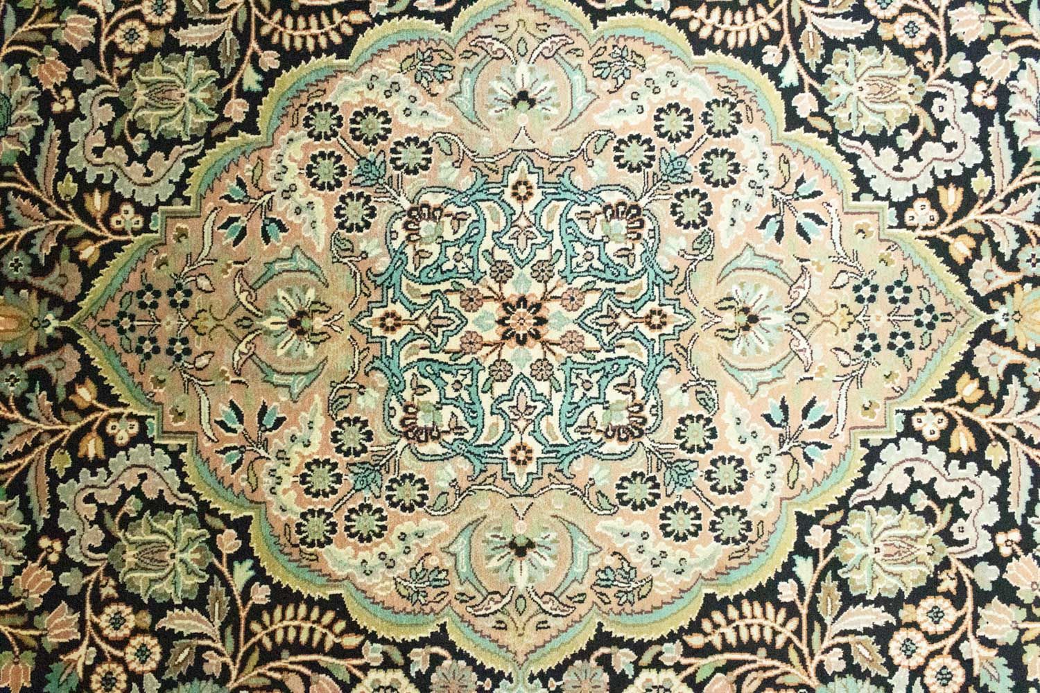 Tapis en soie - Soie du Cachemire - 311 x 213 cm - bleu