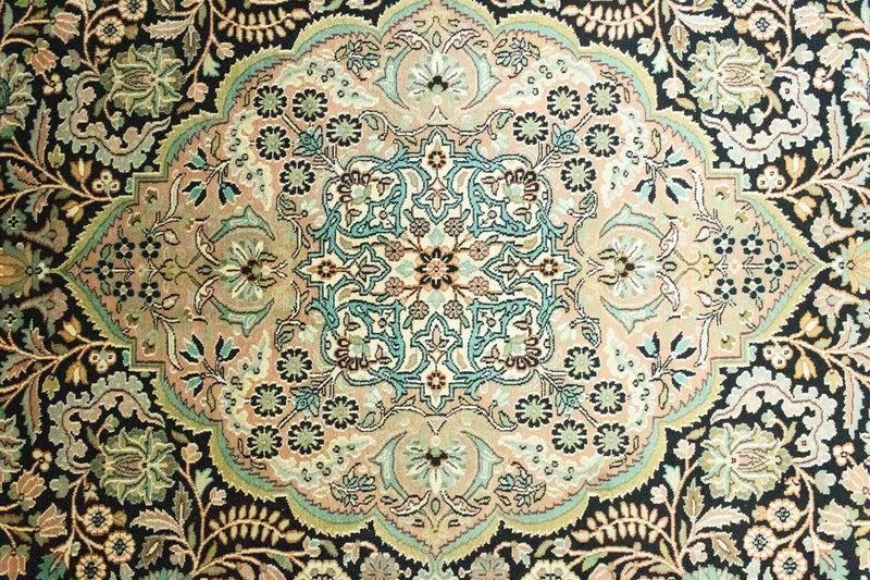 Tapis en soie - Soie du Cachemire - 311 x 213 cm - bleu