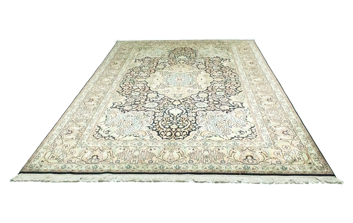 Tapis en soie - Soie du Cachemire - 311 x 213 cm - bleu