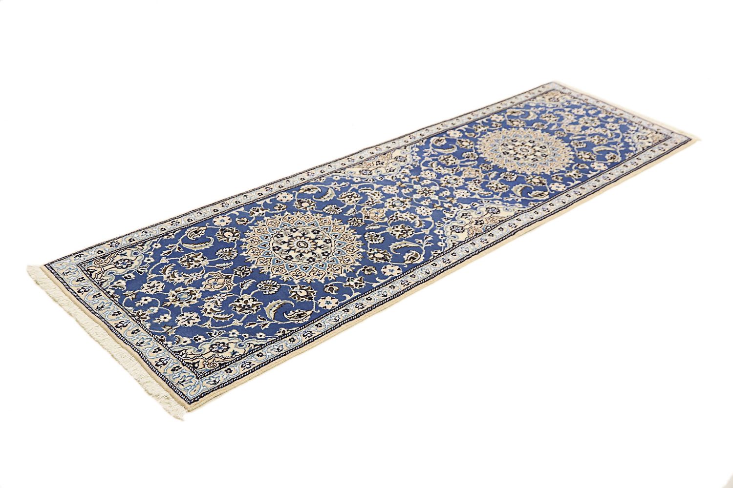 Tapis de couloir Tapis persan - Nain - Royal - 200 x 60 cm - bleu