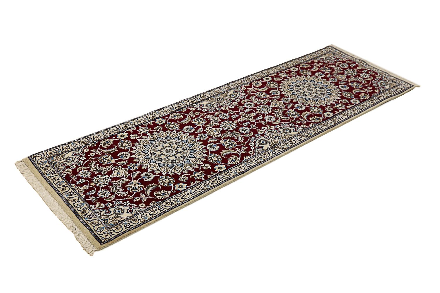 Tapis de couloir Tapis persan - Nain - Royal - 197 x 62 cm - bleu foncé