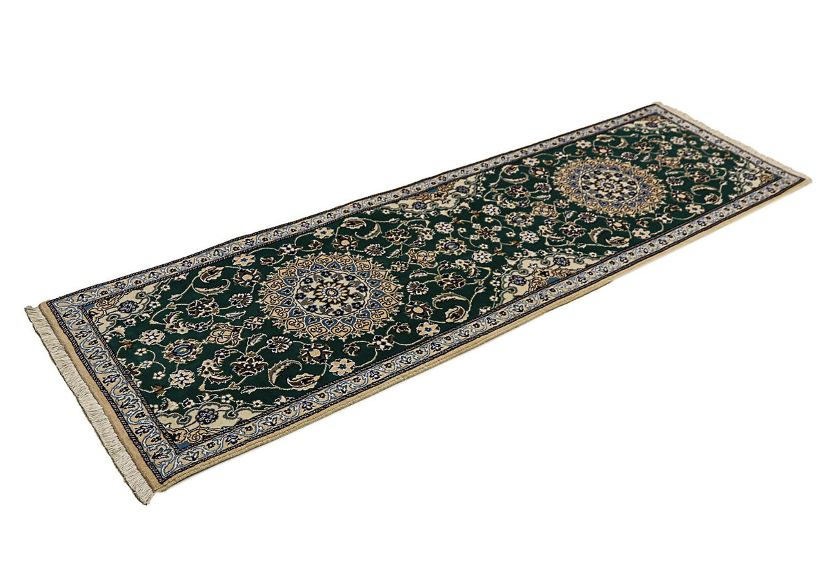 Tapis de couloir Tapis persan - Nain - Royal - 200 x 60 cm - vert foncé