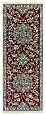 Tapis de couloir Tapis persan - Nain - Royal - 203 x 81 cm - rouge foncé