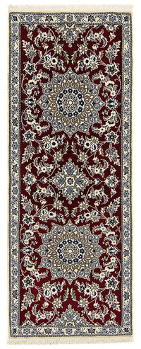 Tapis de couloir Tapis persan - Nain - Royal - 203 x 81 cm - rouge foncé