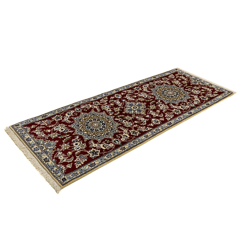 Tapis de couloir Tapis persan - Nain - Royal - 203 x 81 cm - rouge foncé