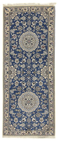 Tapis de couloir Tapis persan - Nain - Royal - 198 x 83 cm - bleu