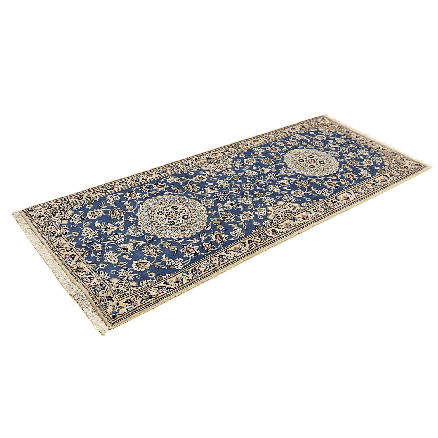 Tapis de couloir Tapis persan - Nain - Royal - 198 x 83 cm - bleu