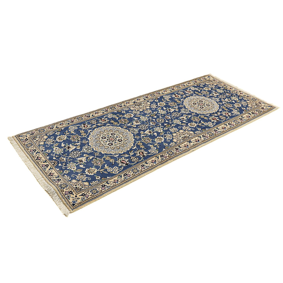 Tapis de couloir Tapis persan - Nain - Royal - 198 x 83 cm - bleu