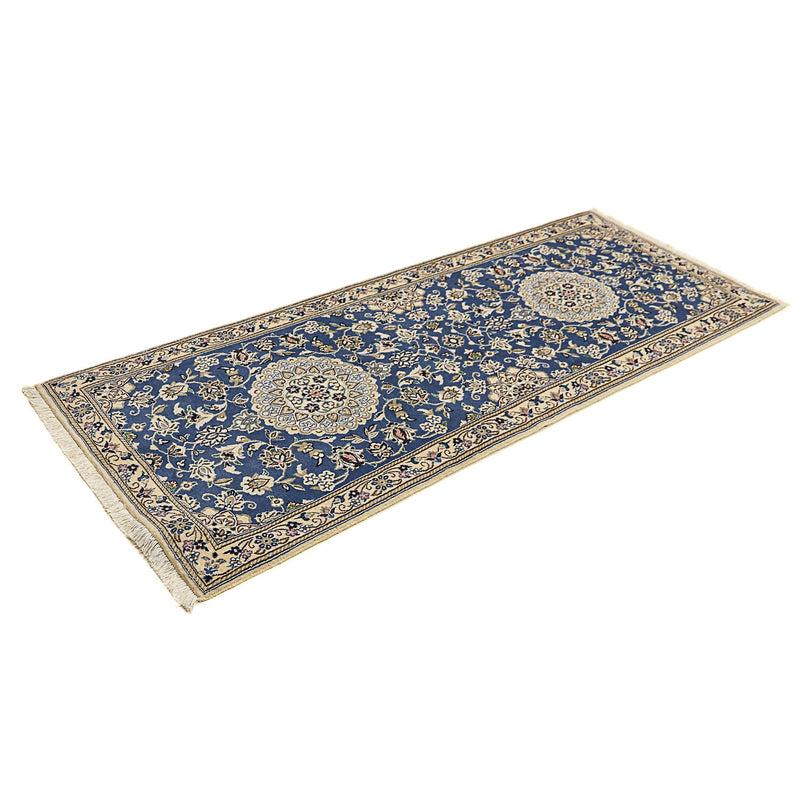 Tapis de couloir Tapis persan - Nain - Royal - 198 x 83 cm - bleu
