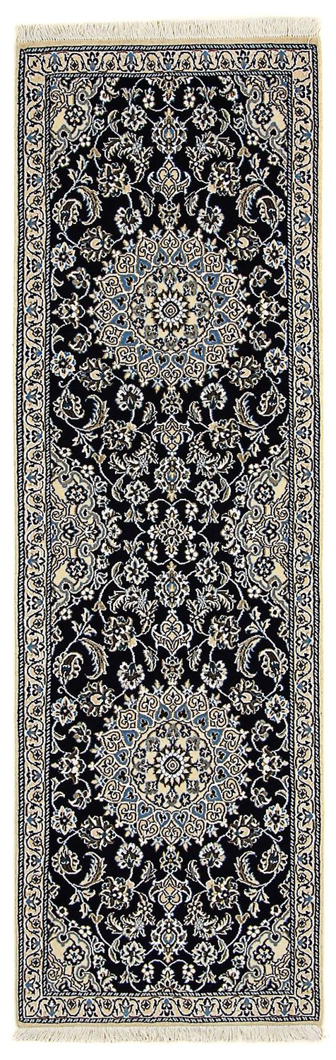 Tapis de couloir Tapis persan - Nain - Royal - 196 x 61 cm - bleu foncé