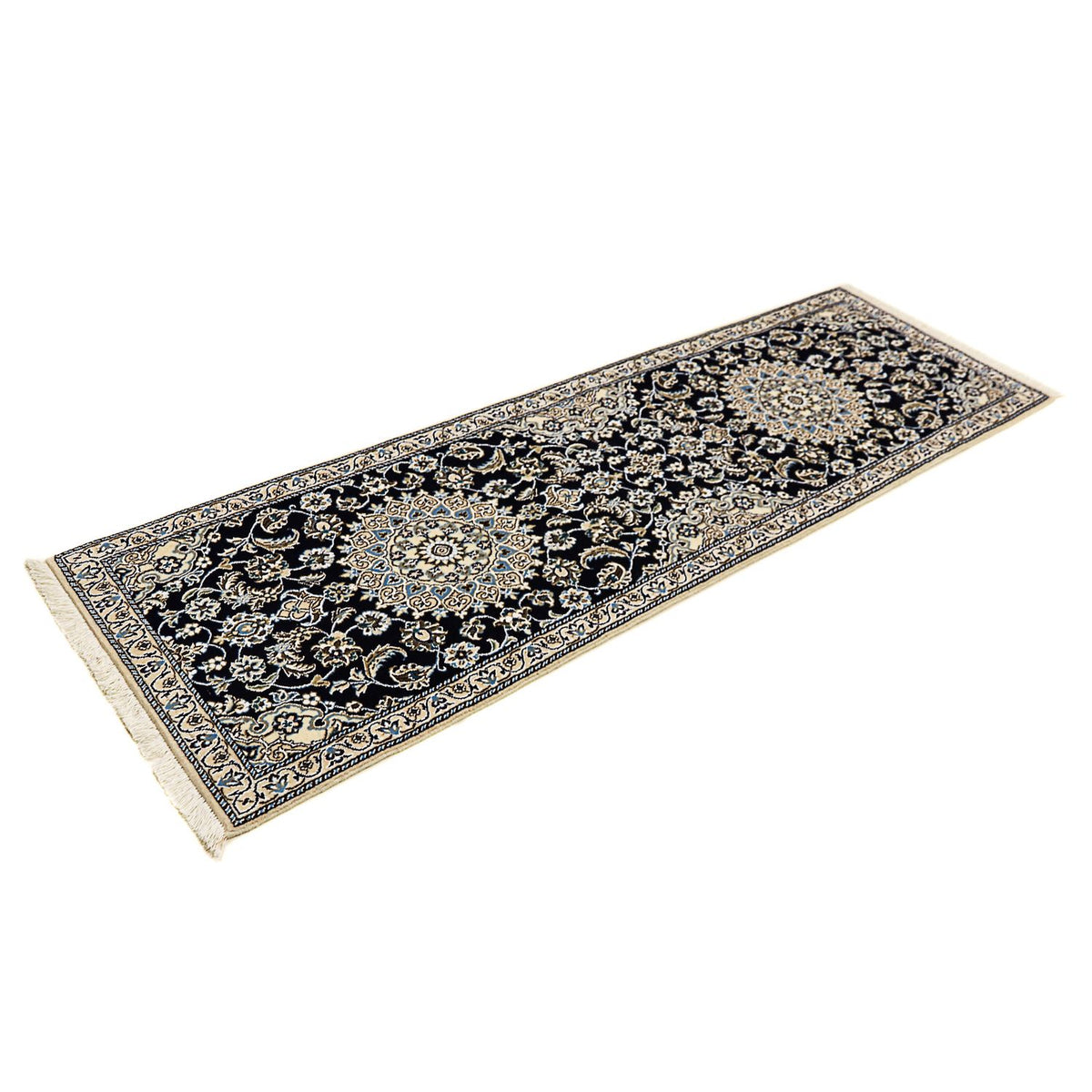 Tapis de couloir Tapis persan - Nain - Royal - 196 x 61 cm - bleu foncé