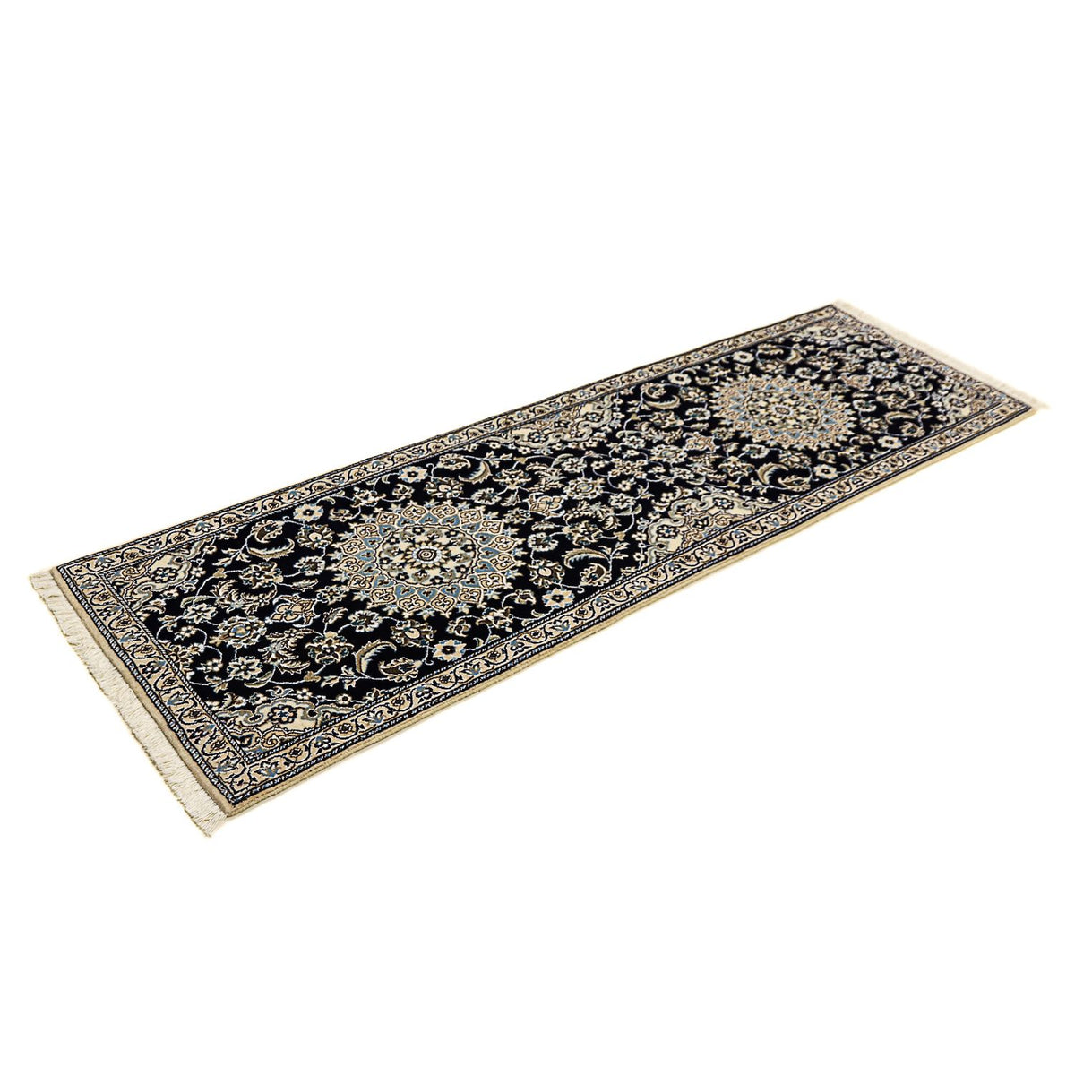 Tapis de couloir Tapis persan - Nain - Royal - 200 x 62 cm - bleu foncé