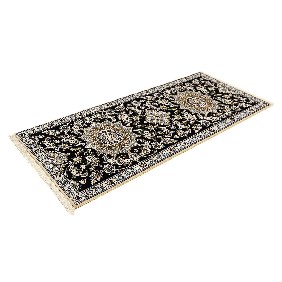 Tapis de couloir Tapis persan - Nain - Royal - 195 x 84 cm - bleu foncé