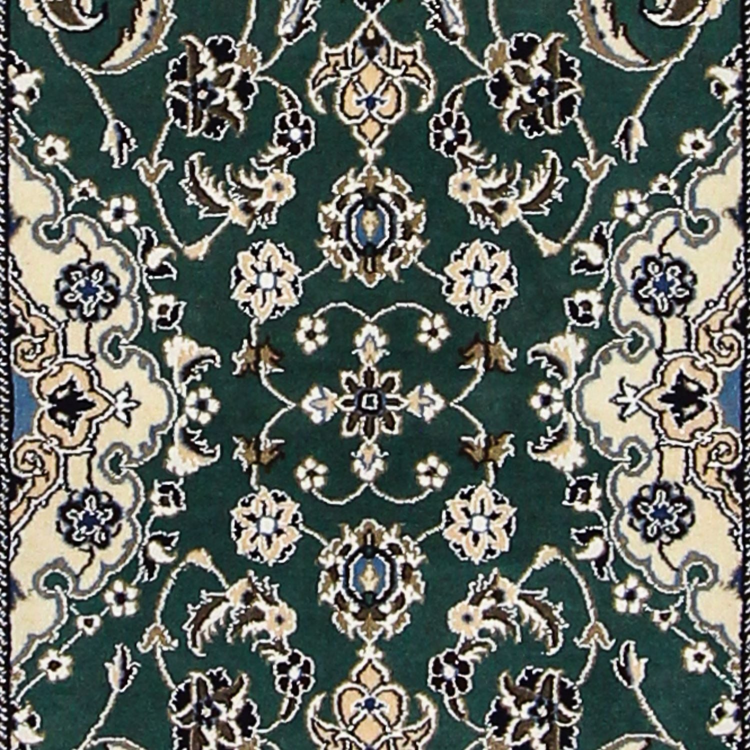 Tapis de couloir Tapis persan - Nain - Royal - 200 x 60 cm - vert foncé
