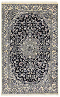 Tapis persan - Nain - Royal - 204 x 128 cm - bleu foncé