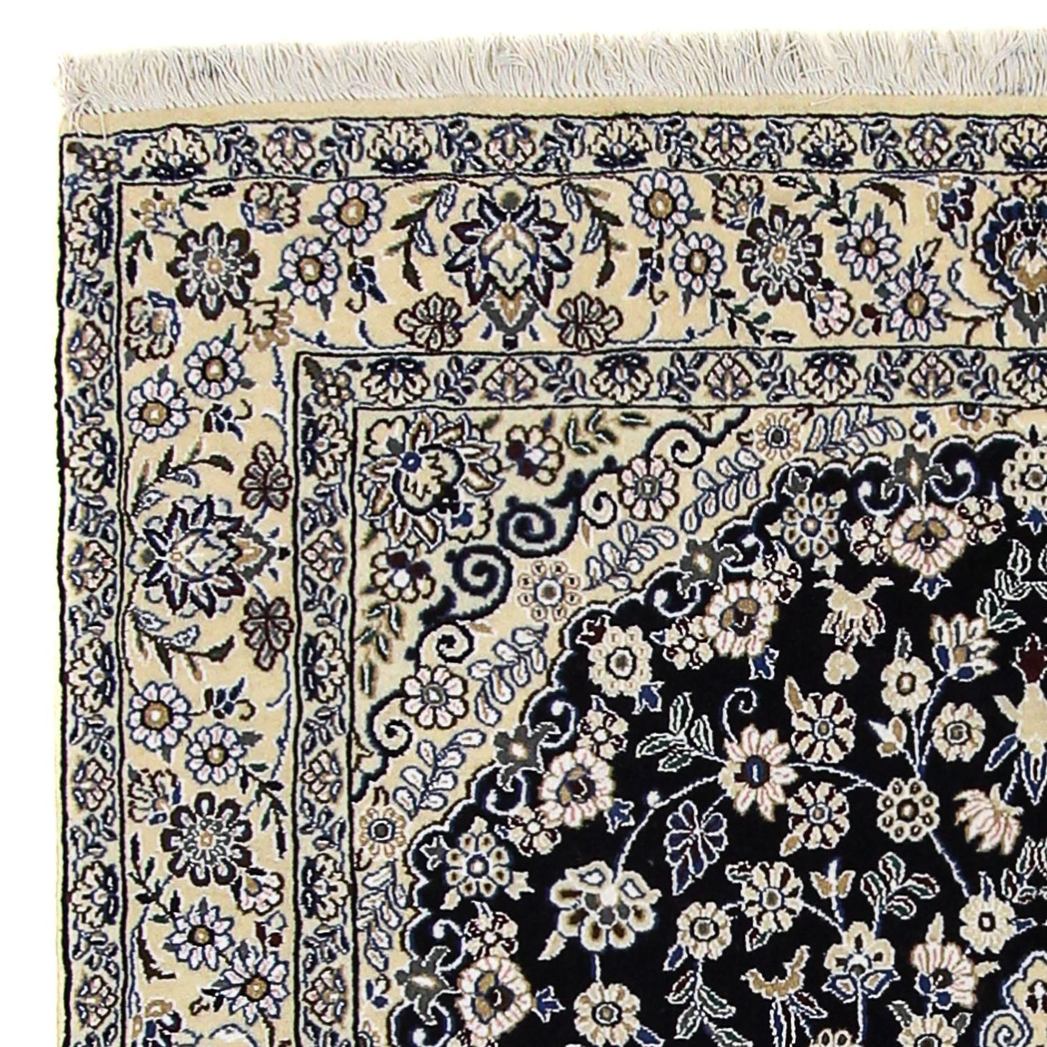Tapis persan - Nain - Royal - 202 x 130 cm - bleu foncé