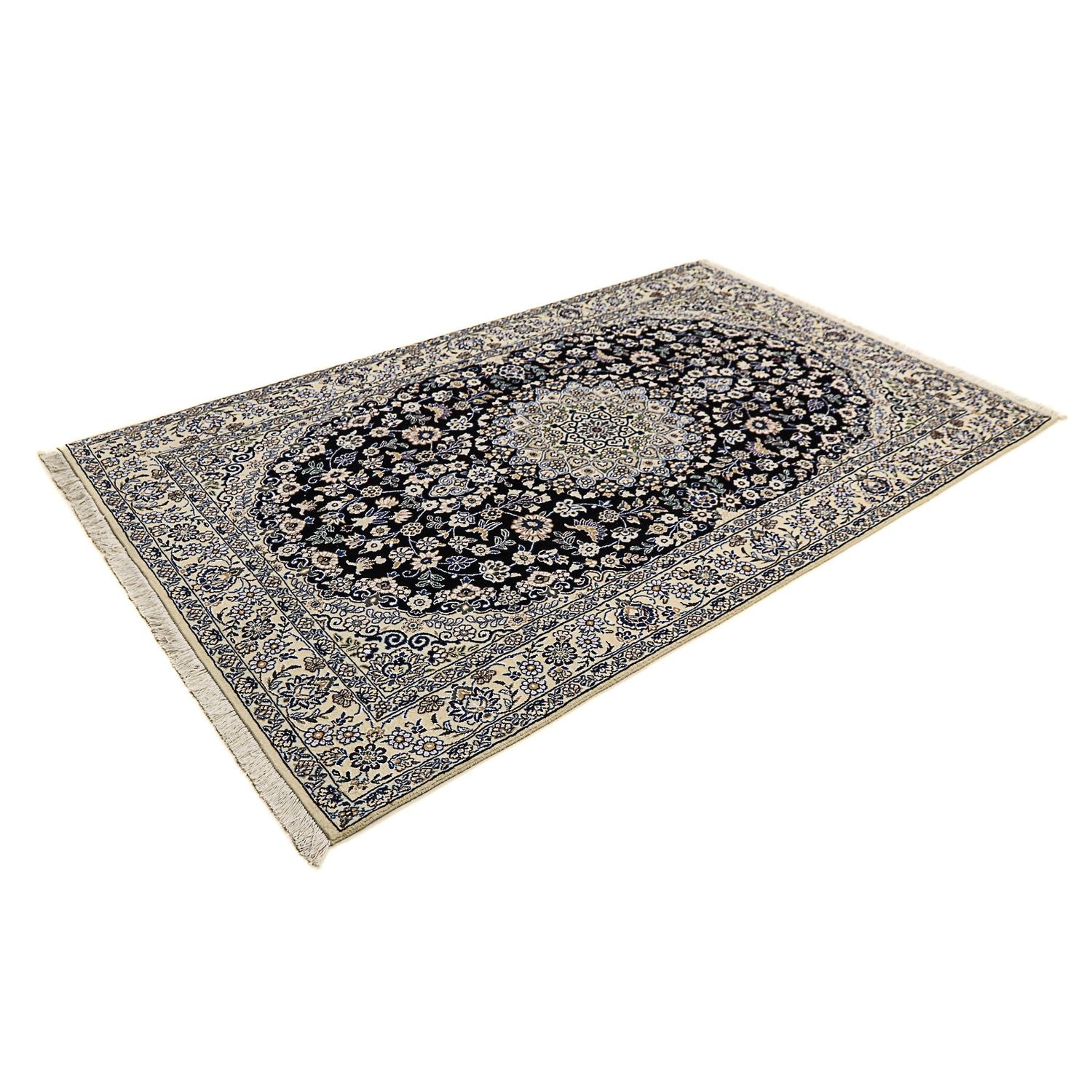 Tapis persan - Nain - Royal - 202 x 130 cm - bleu foncé