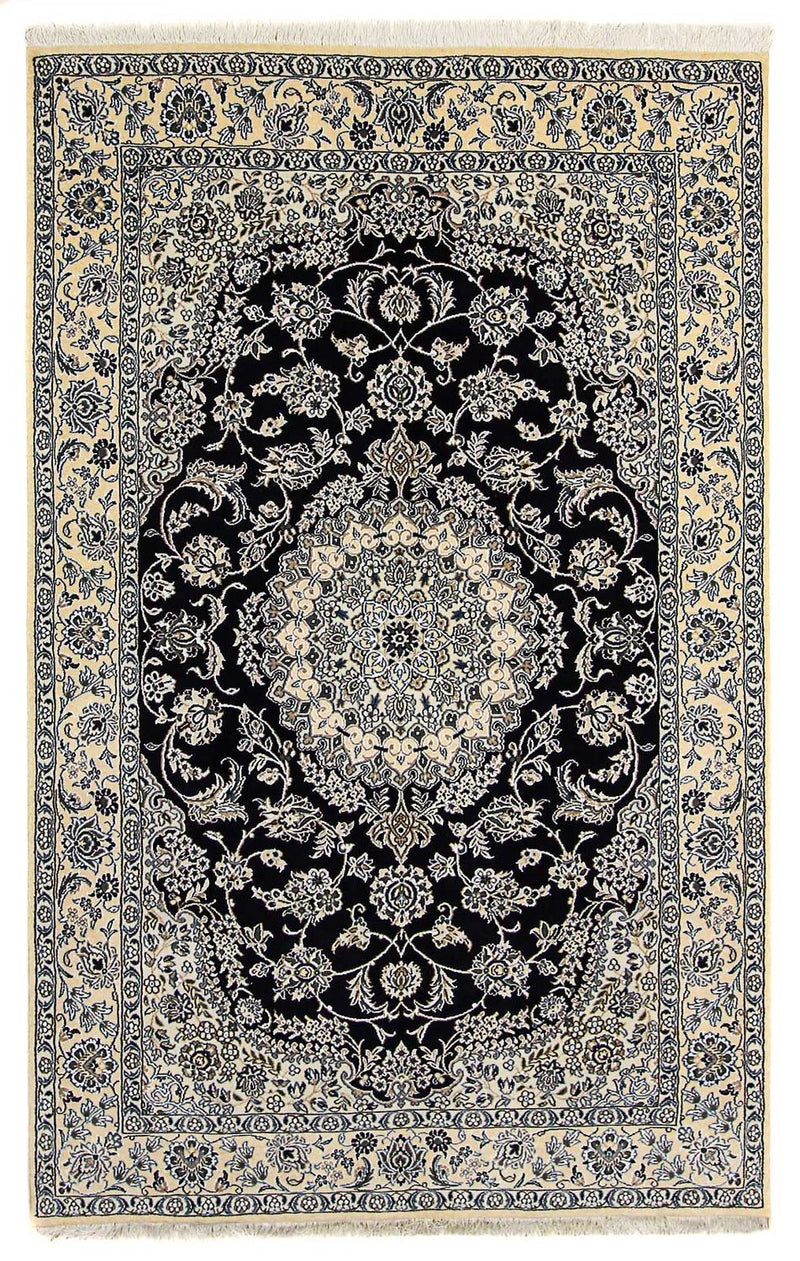 Tapis persan - Nain - Royal - 246 x 154 cm - bleu foncé