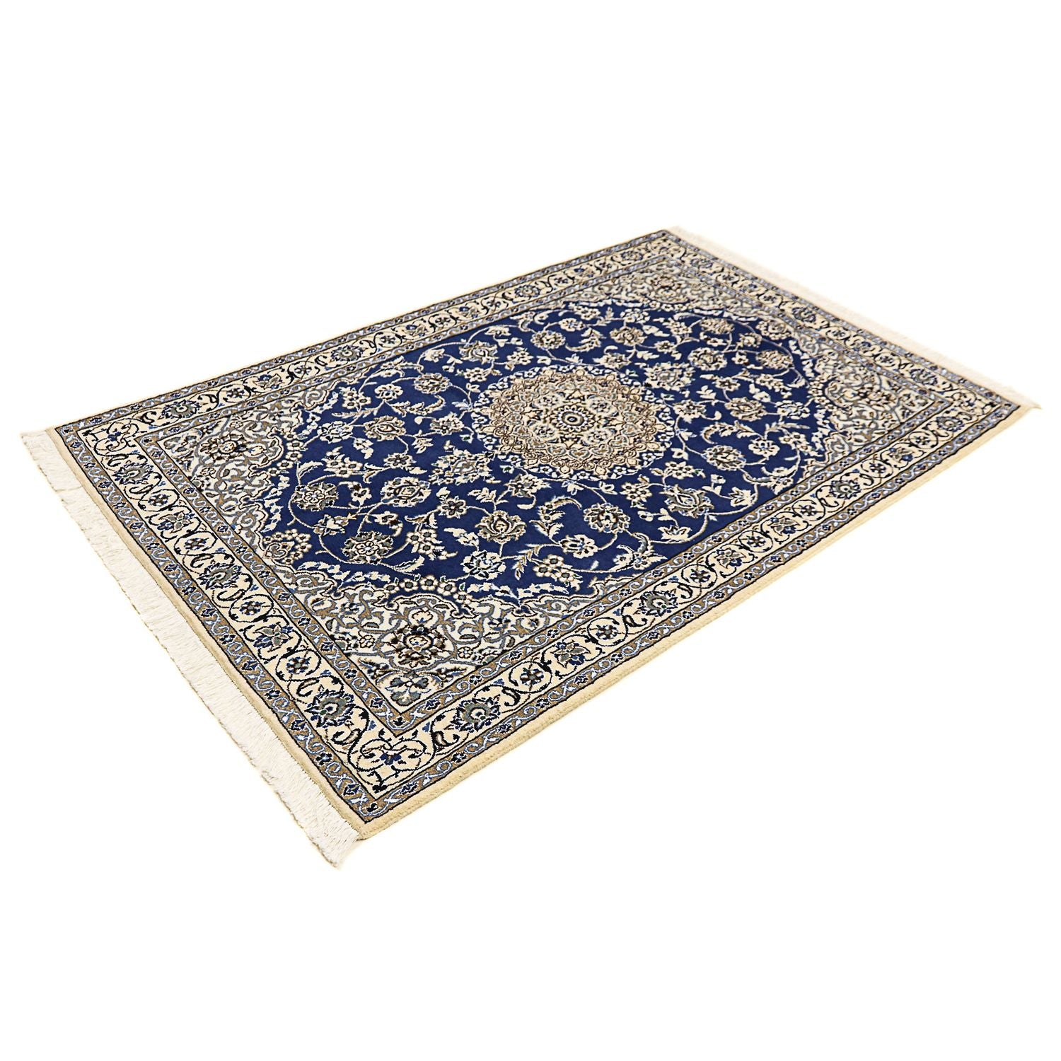 Tapis persan - Nain - Royal - 179 x 117 cm - bleu foncé