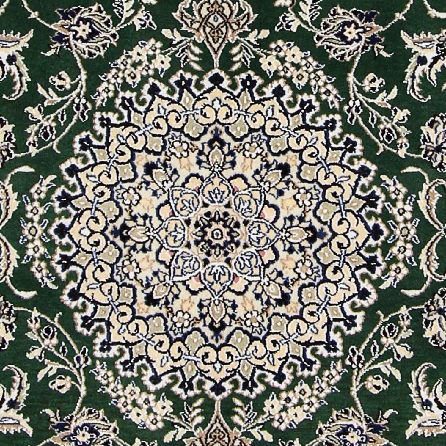 Tapis persan - Nain - Royal - 202 x 133 cm - vert foncé