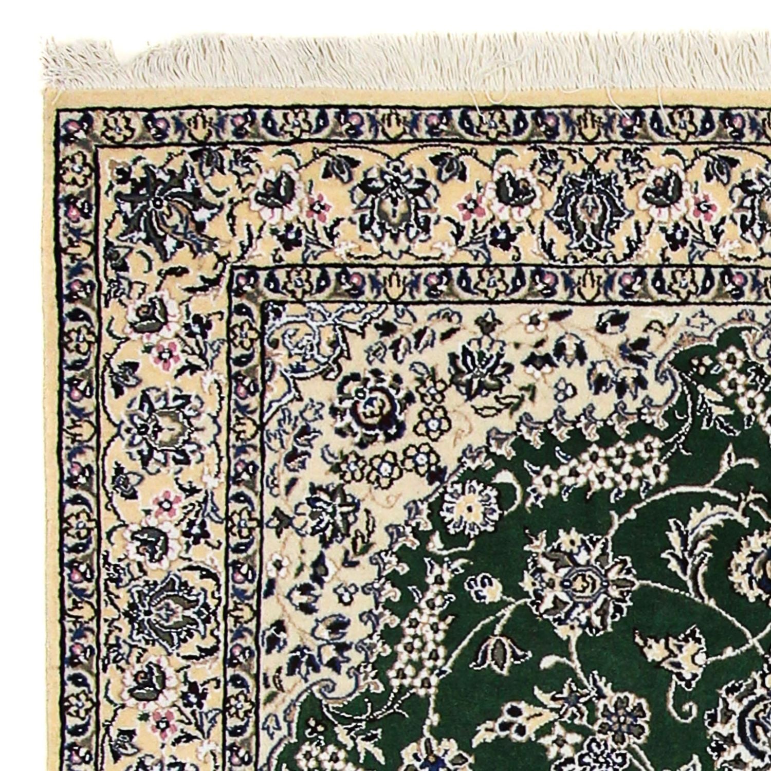 Tapis persan - Nain - Royal - 202 x 133 cm - vert foncé