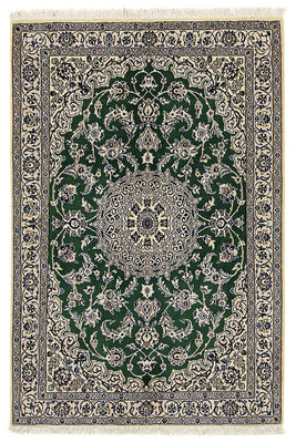Tapis persan - Nain - Royal - 178 x 120 cm - vert foncé