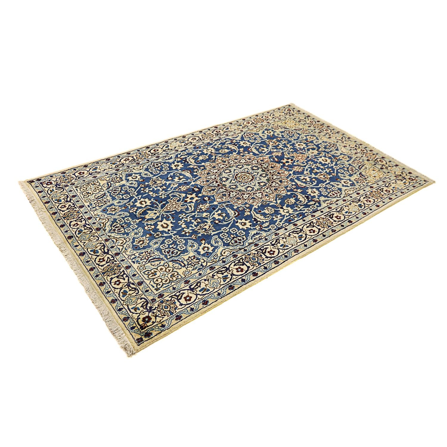 Tapis persan - Nain - Royal - 202 x 125 cm - bleu foncé