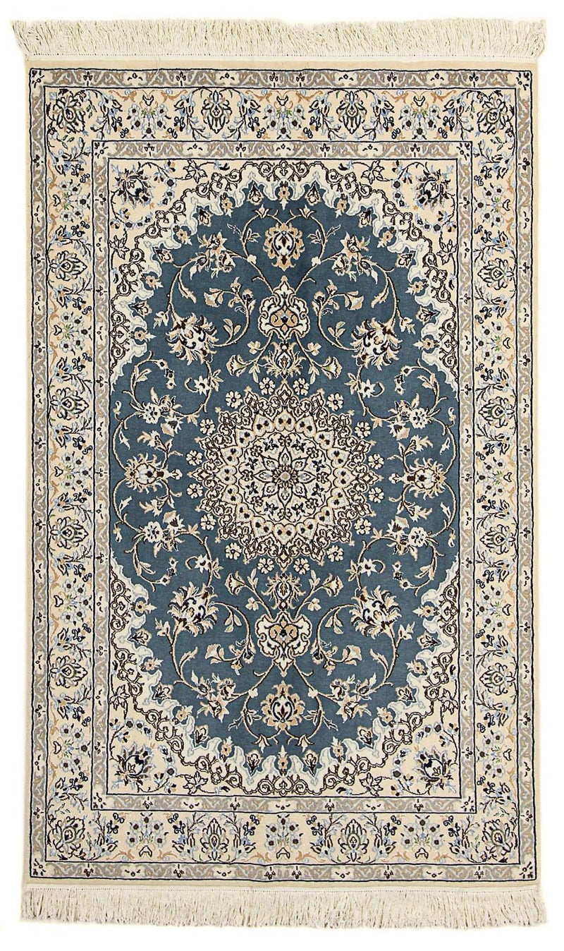 Tapis persan - Nain - Royal - 204 x 128 cm - bleu foncé