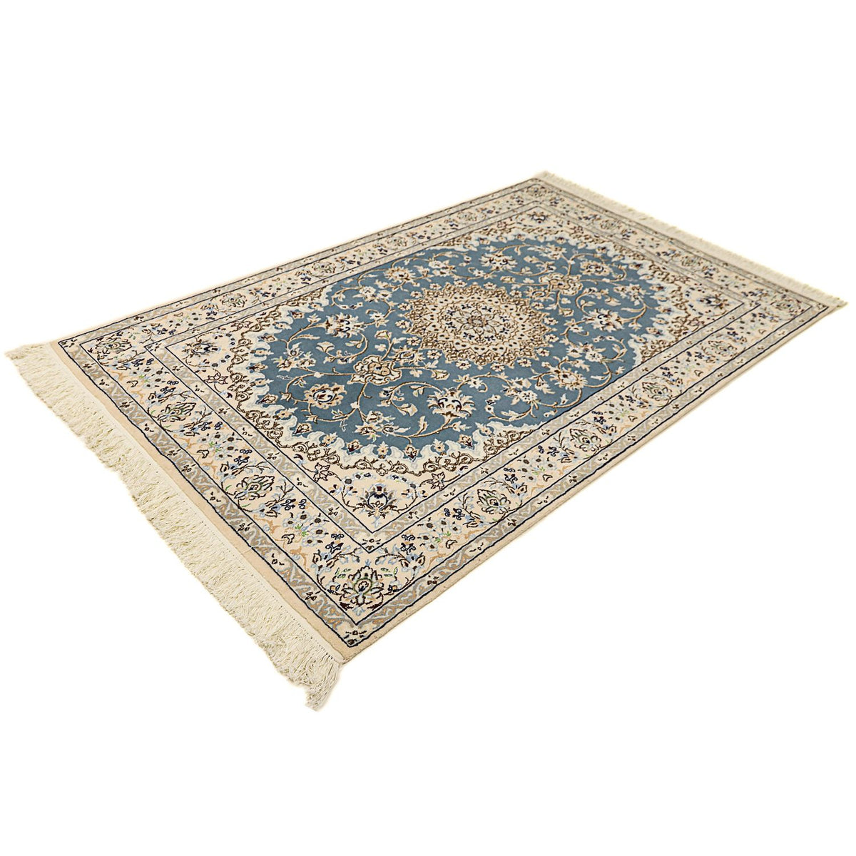 Tapis persan - Nain - Royal - 204 x 128 cm - bleu foncé