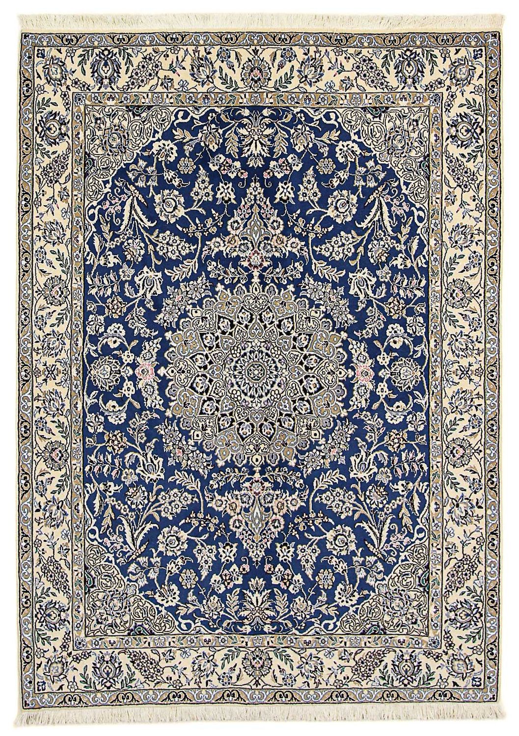 Tapis persan - Nain - Royal - 205 x 150 cm - bleu foncé