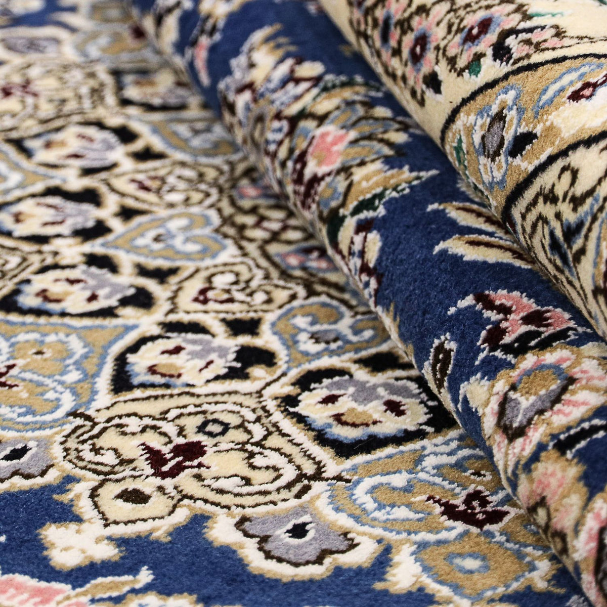 Tapis persan - Nain - Royal - 205 x 150 cm - bleu foncé