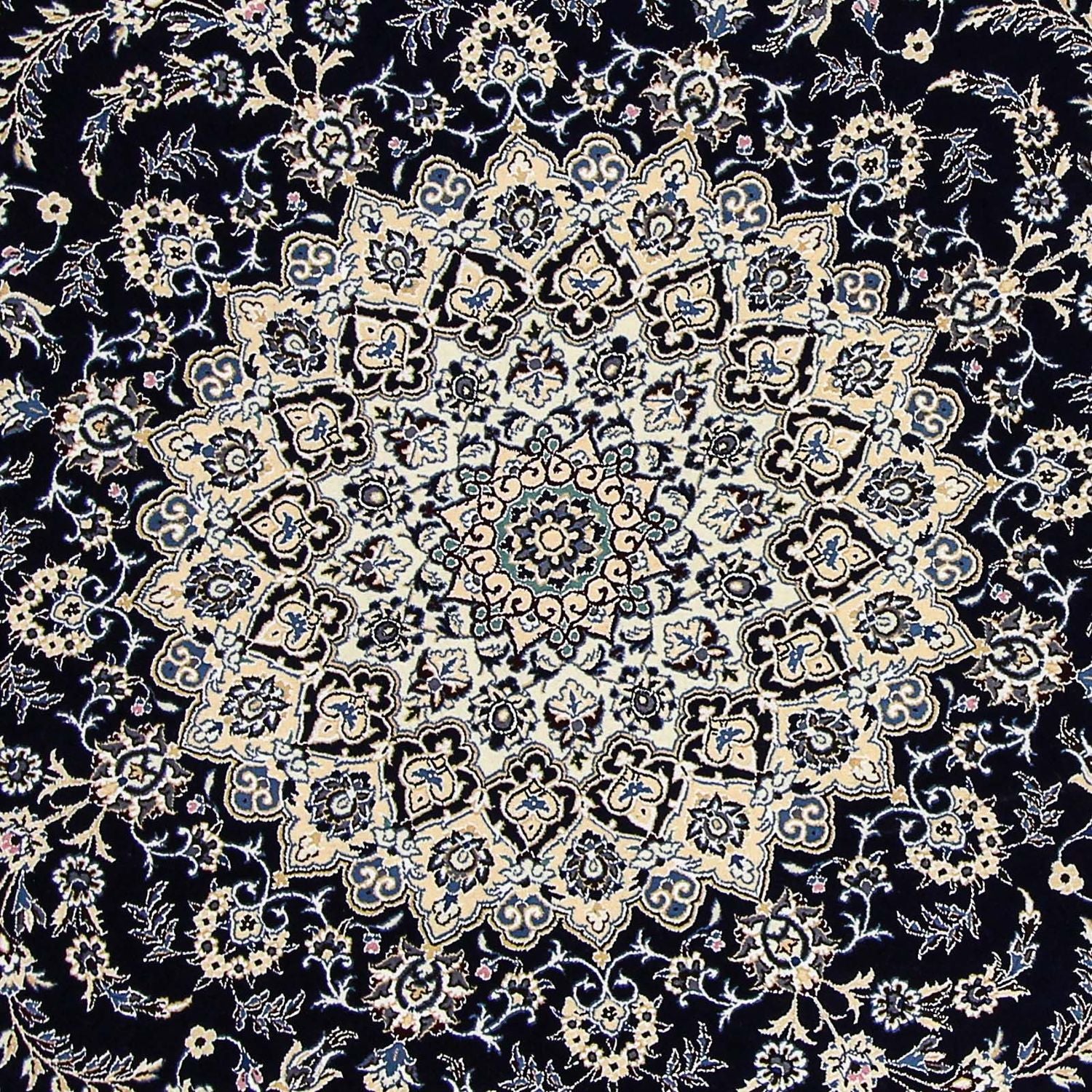 Tapis persan - Nain - Royal ronde  - 260 x 260 cm - bleu foncé
