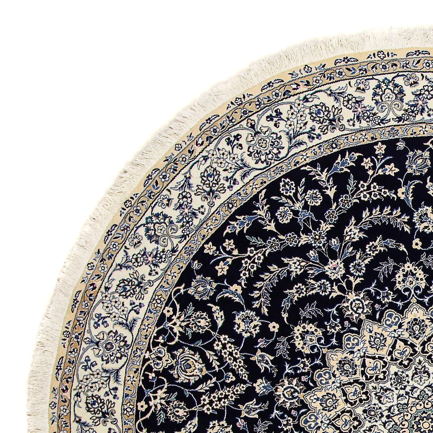 Tapis persan - Nain - Royal ronde  - 260 x 260 cm - bleu foncé