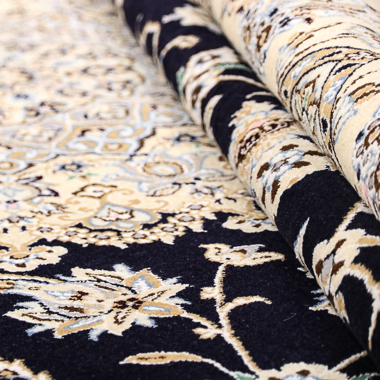Tapis persan - Nain - Royal - 359 x 252 cm - bleu foncé