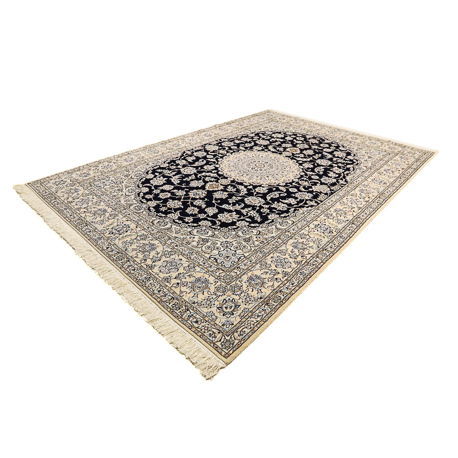 Tapis persan - Nain - Royal - 359 x 252 cm - bleu foncé
