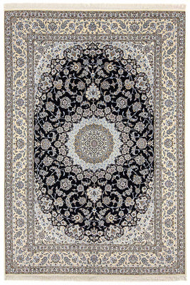 Tapis persan - Nain - Royal - 356 x 248 cm - bleu foncé