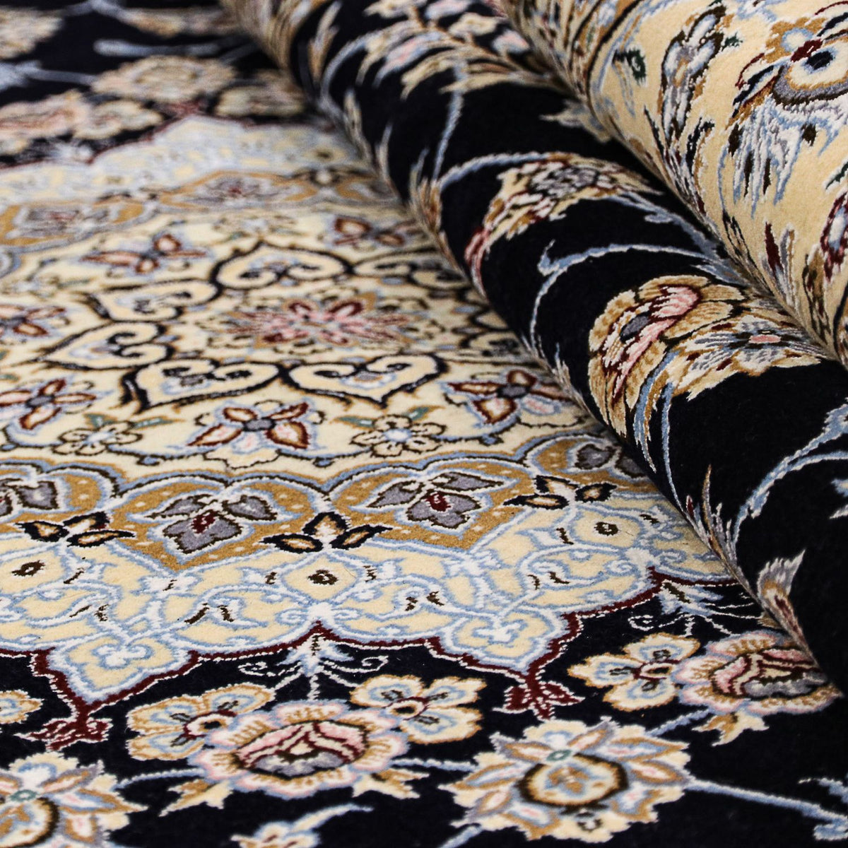 Tapis persan - Nain - Royal - 356 x 248 cm - bleu foncé