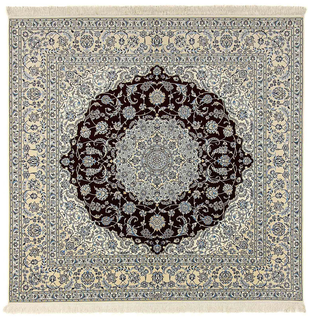 Tapis persan - Nain - Premium carré  - 260 x 252 cm - bleu foncé