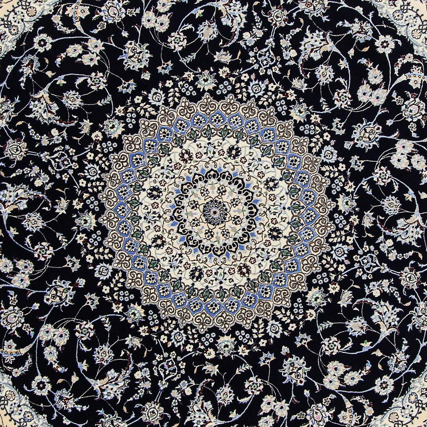 Tapis persan - Nain - Premium ronde  - 250 x 250 cm - bleu foncé