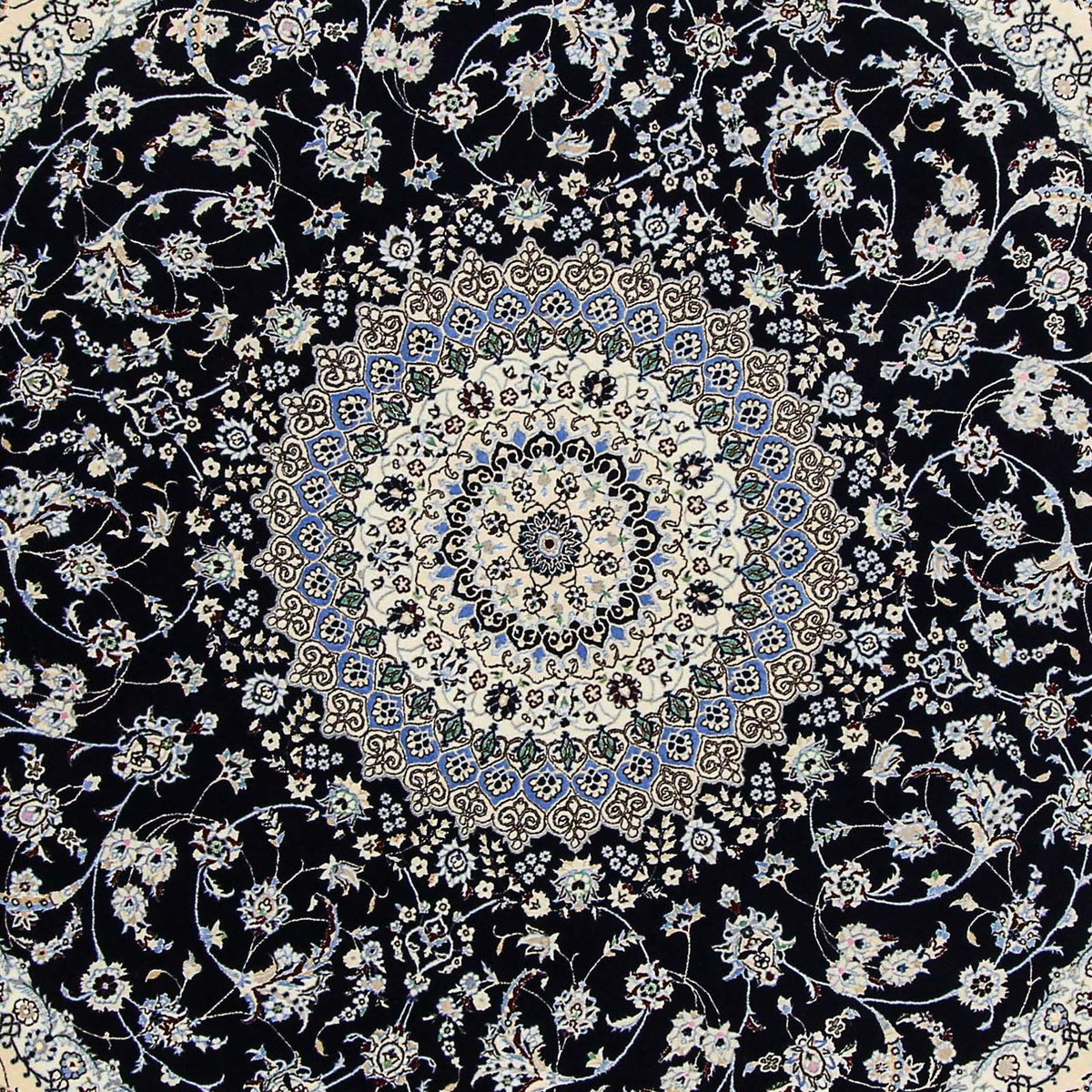 Tapis persan - Nain - Premium ronde  - 250 x 250 cm - bleu foncé