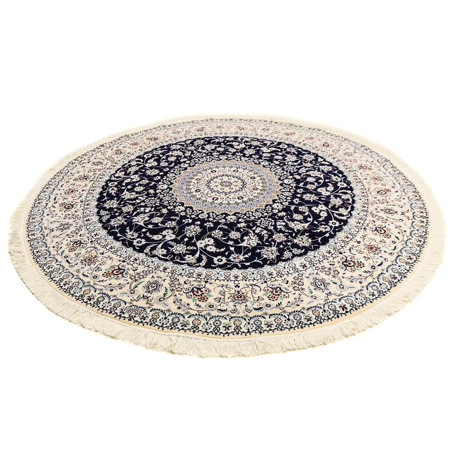 Tapis persan - Nain - Premium ronde  - 250 x 250 cm - bleu foncé