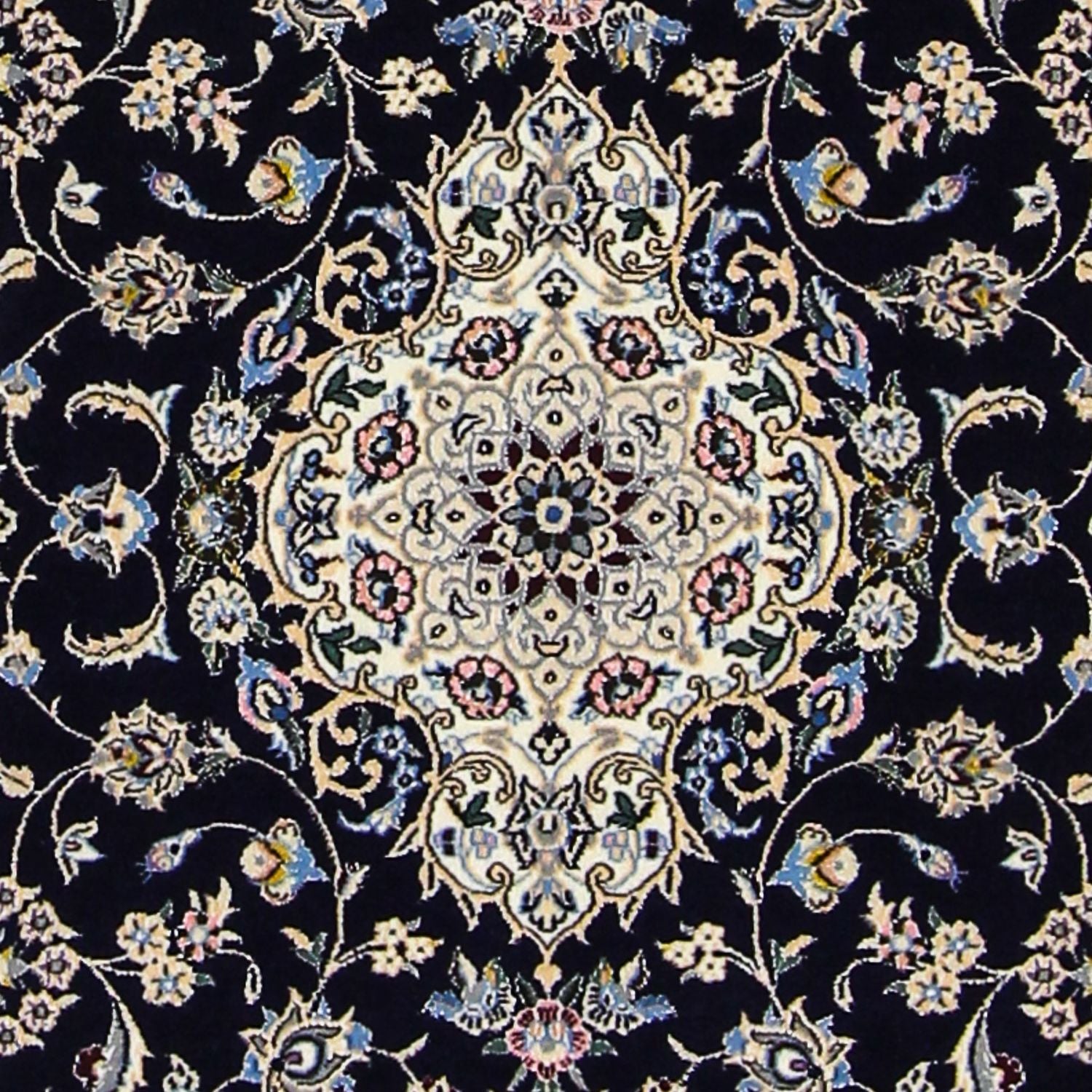 Tapis persan - Nain - Premium - 123 x 83 cm - bleu foncé