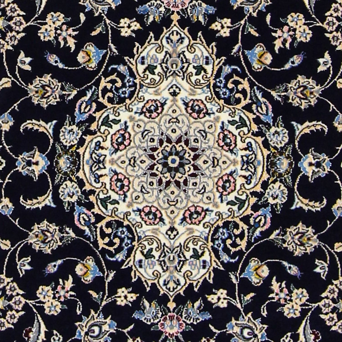 Tapis persan - Nain - Premium - 123 x 83 cm - bleu foncé