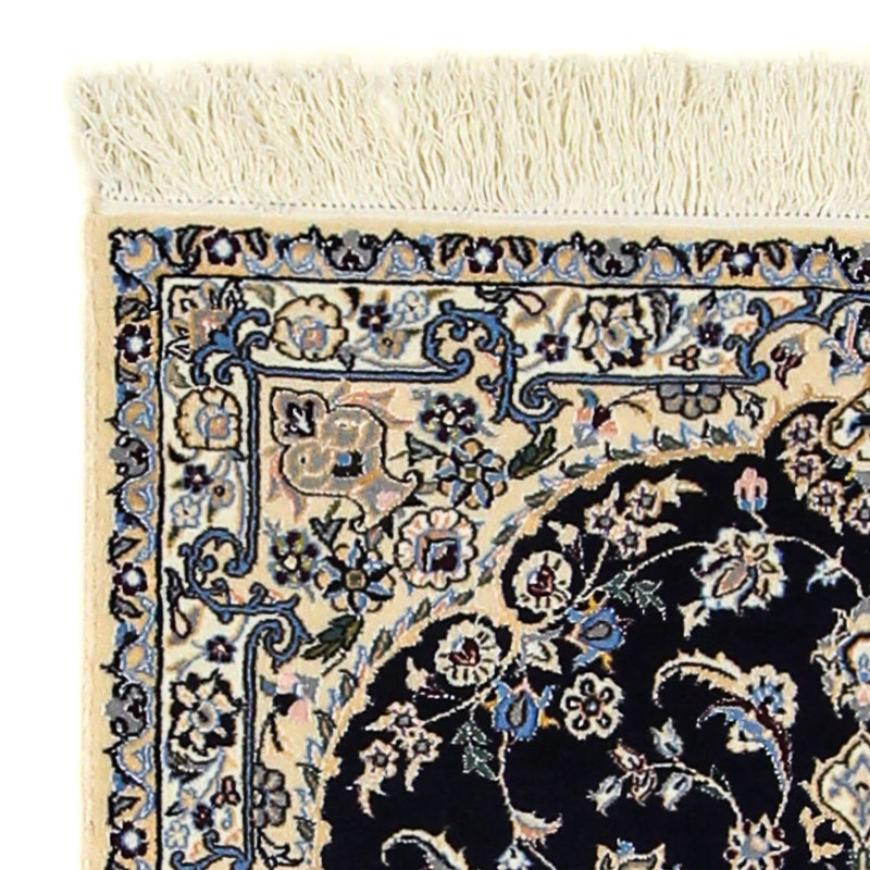 Tapis persan - Nain - Premium - 123 x 83 cm - bleu foncé